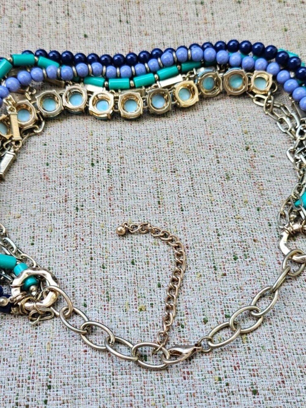 Statement Necklace Beaded Blue/Turquoise Tone Fashion Jewelry Necklace Unbrand - Picture 8 of 8